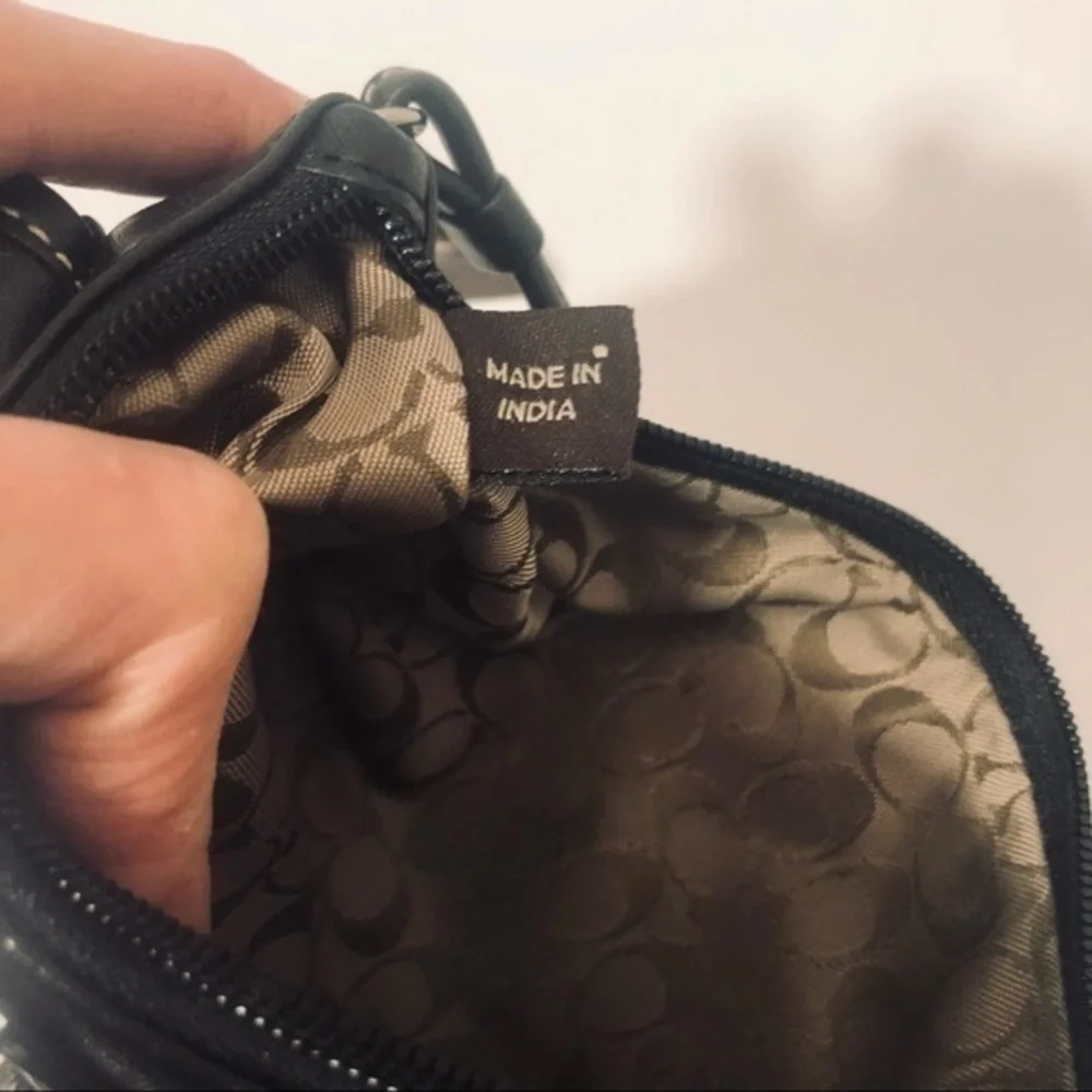 Coach black leather wristlet mini clutch bag